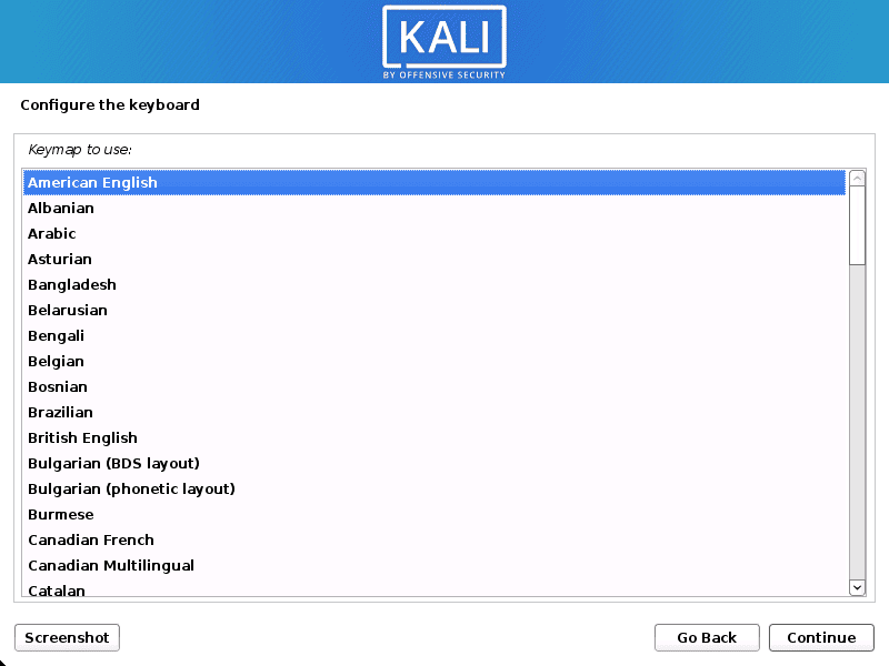 kali linux setup keyboard