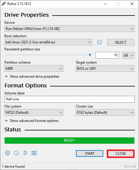 rufus click close