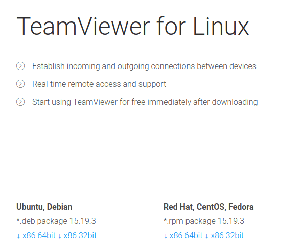 TeamViewer for Linux download page