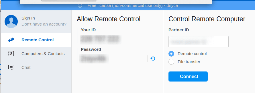 Using TeamViewer to make a remote computer connection