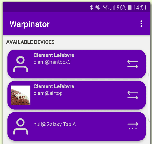 warpinator on an android environment