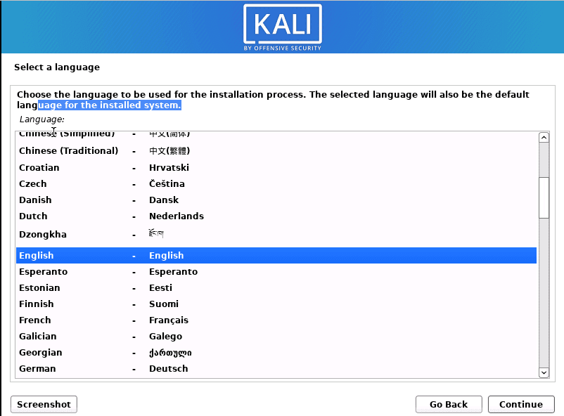 select language