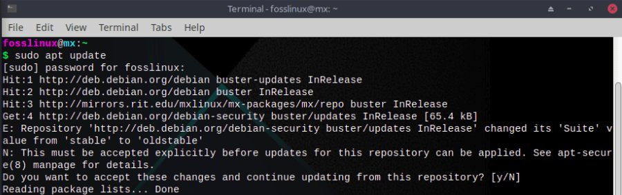 update mx linux