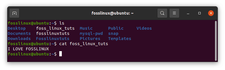 use the ls and cat commands to check changes made to the foss linux tuts file