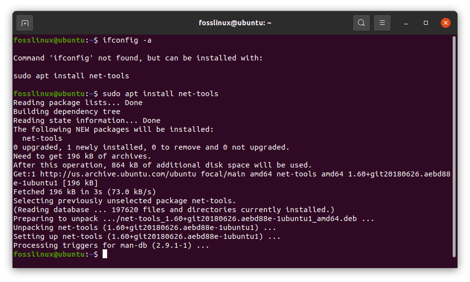 install ifconfig command