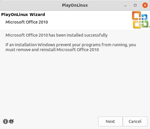 microsoft has been installed successfully