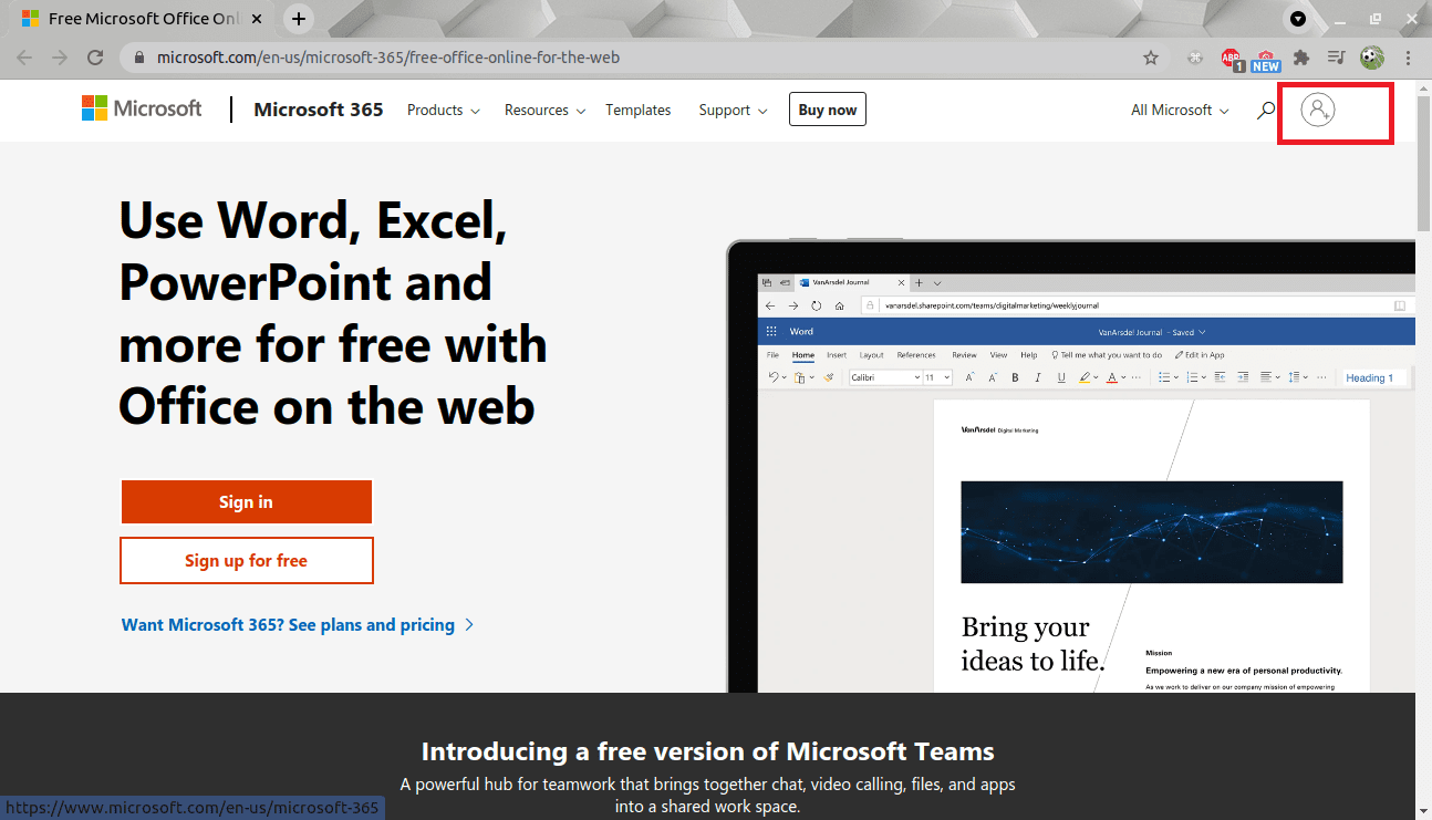microsoft official page
