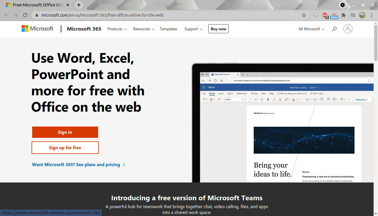 microsoft official page