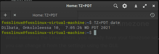 use date command to set timezone
