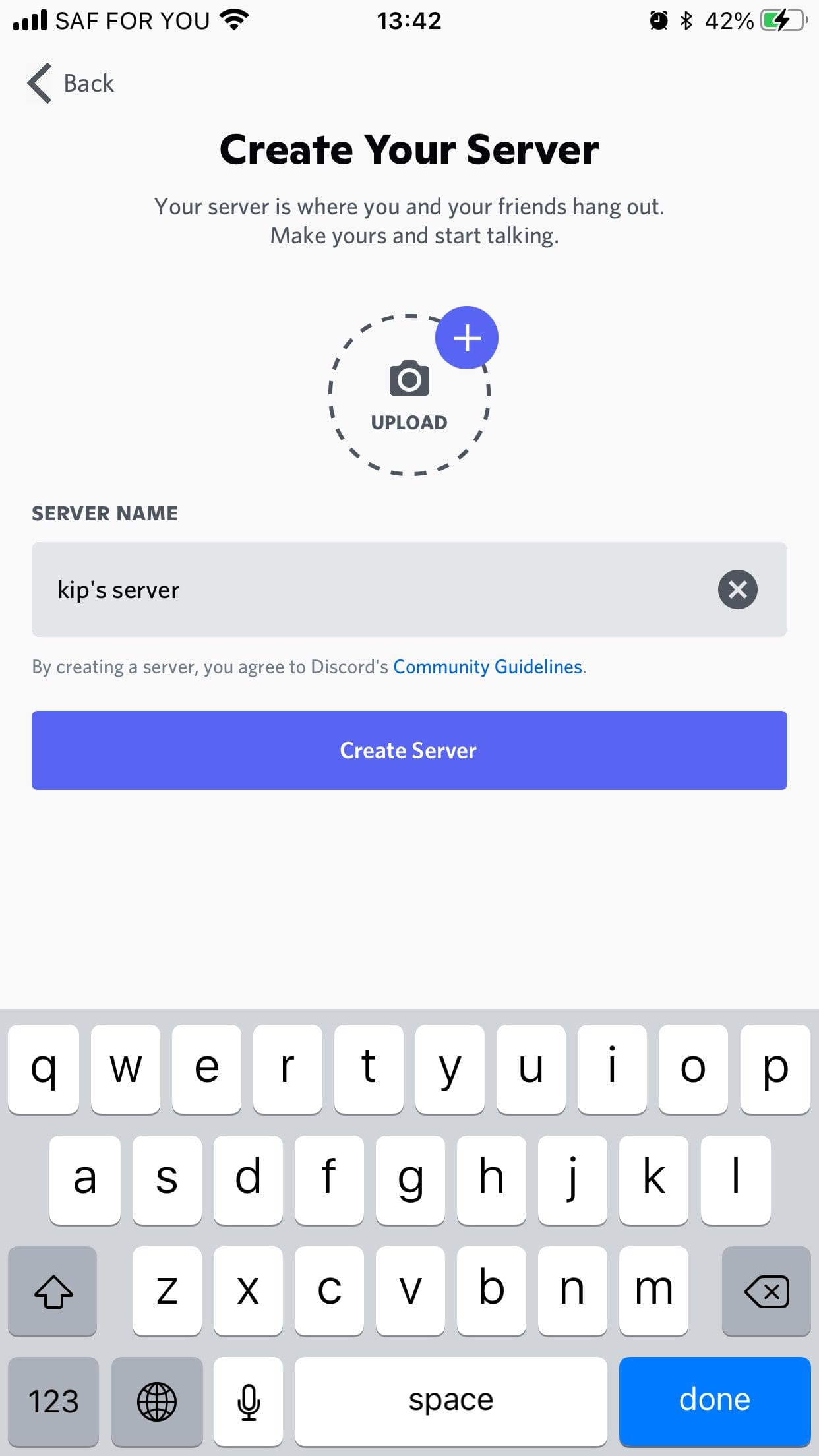 Click on Create your server option