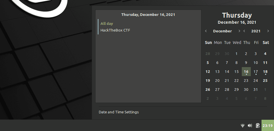 calendar event applet