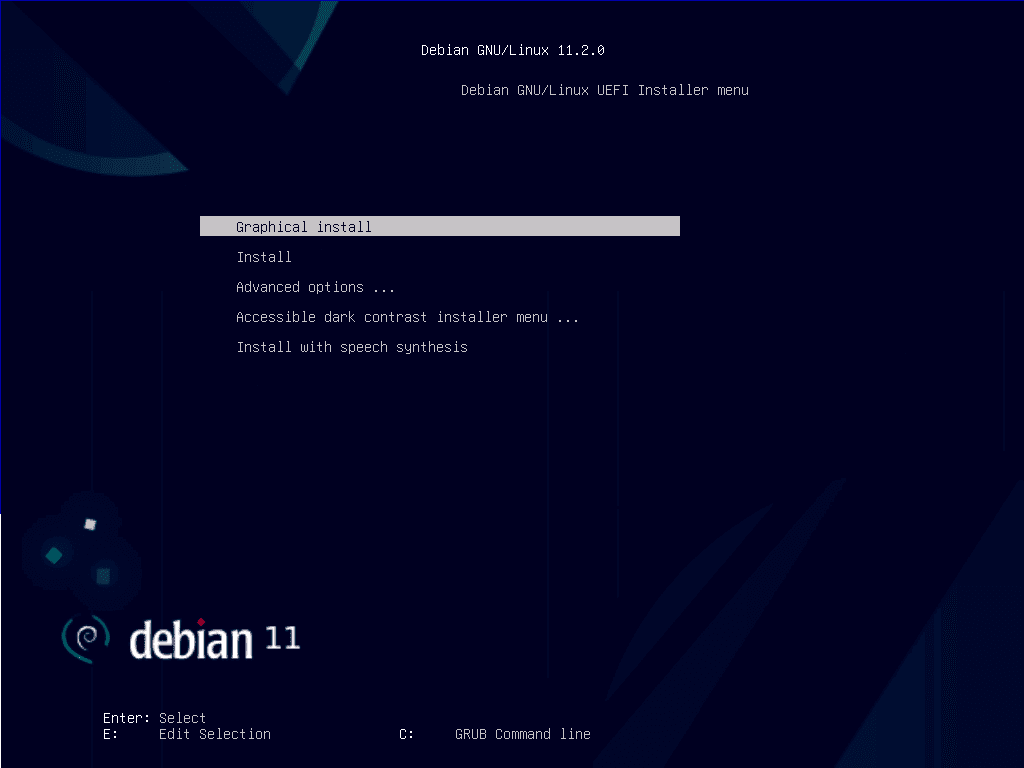 debian 11 installation menu