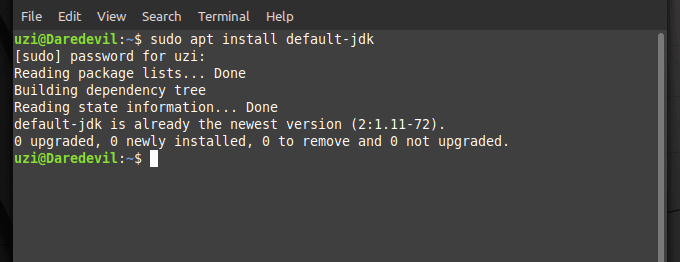 Installing default java
