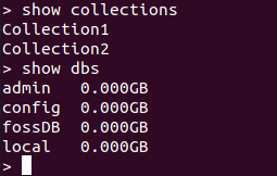 shows databases and collections