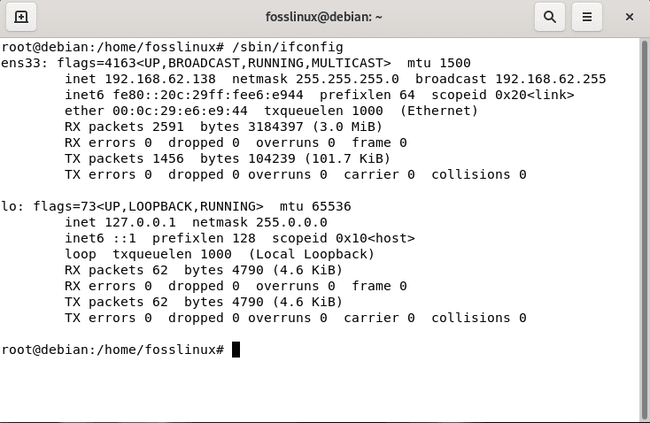 ifconfig functioning well