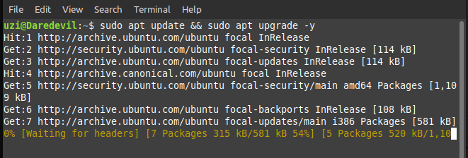 sudo apt update + upgrade