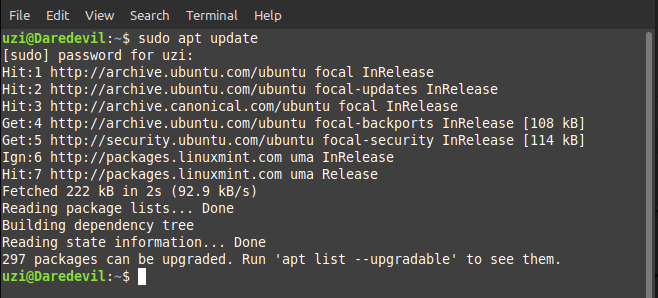 sudo apt update