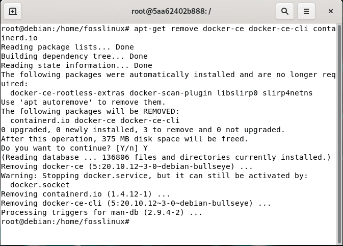 uninstall docker