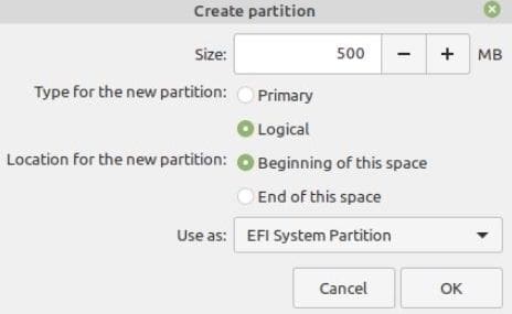 create efi partition