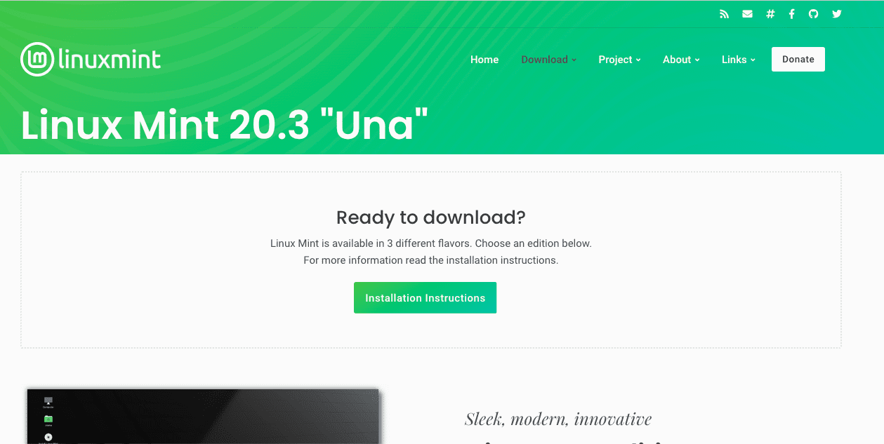 linux mint download page