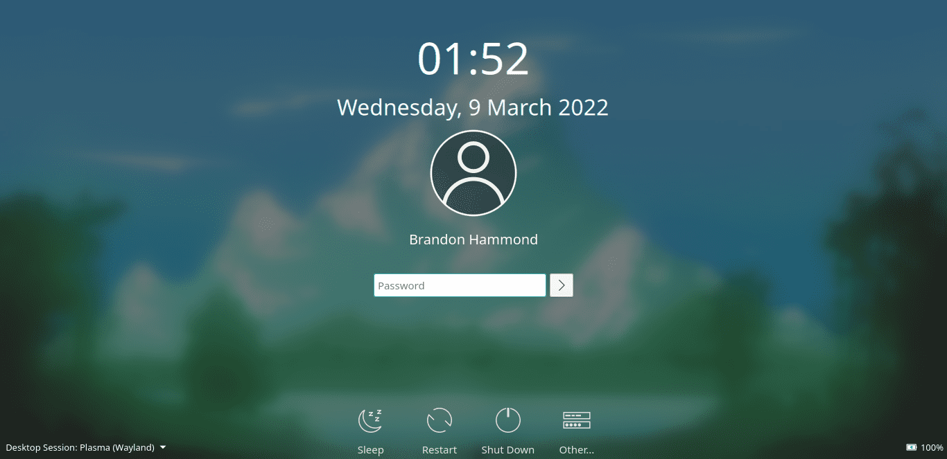 manjaro kde login screen