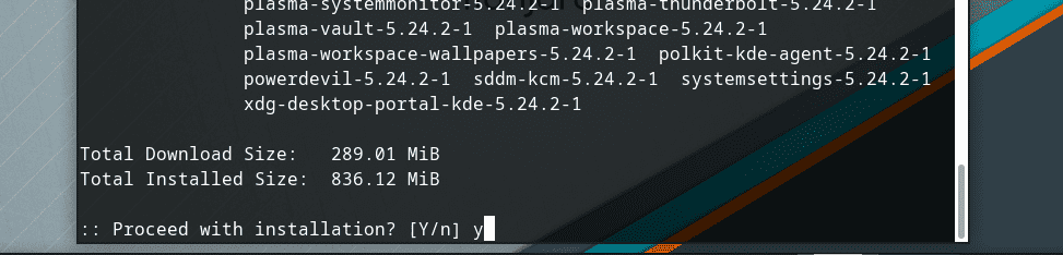 KDE installation confirm