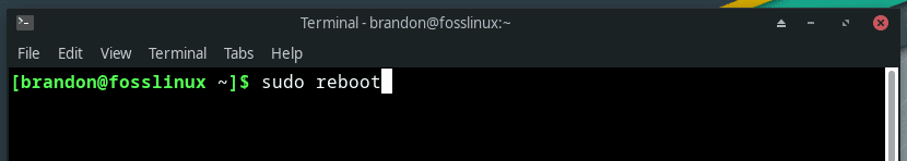 sudo reboot