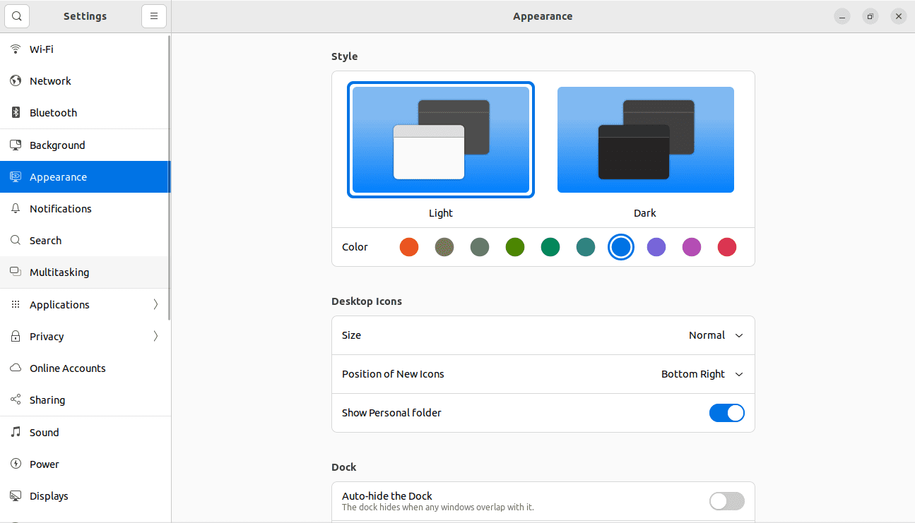 accent colour selection