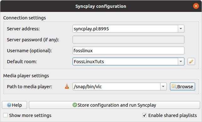 configure syncplay room