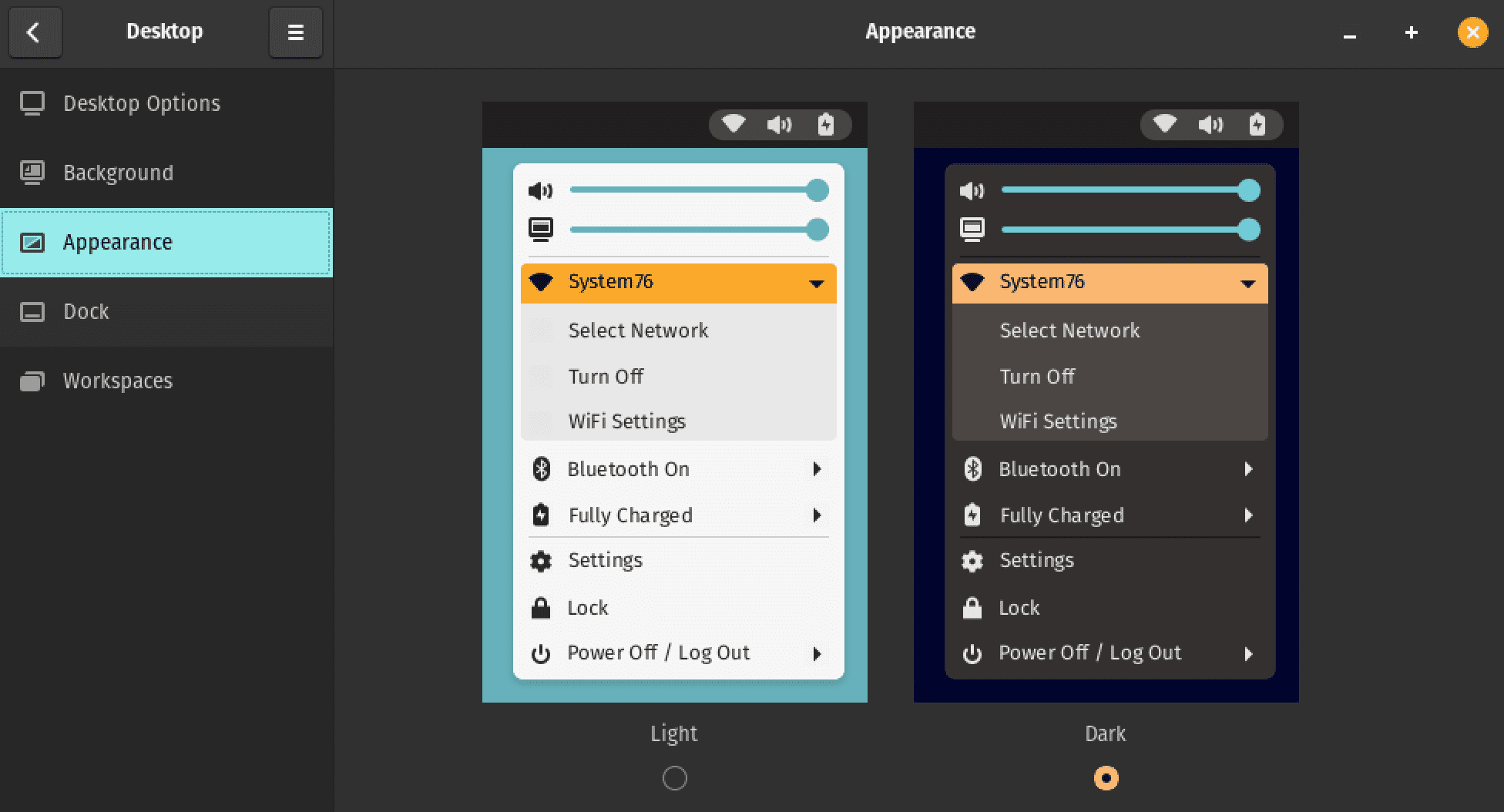 dark and light modes