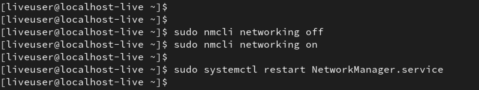 restart network service rhel