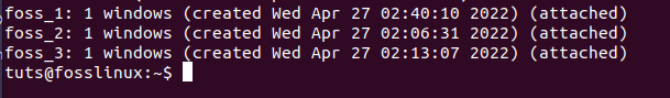 tmux create 3 sessions