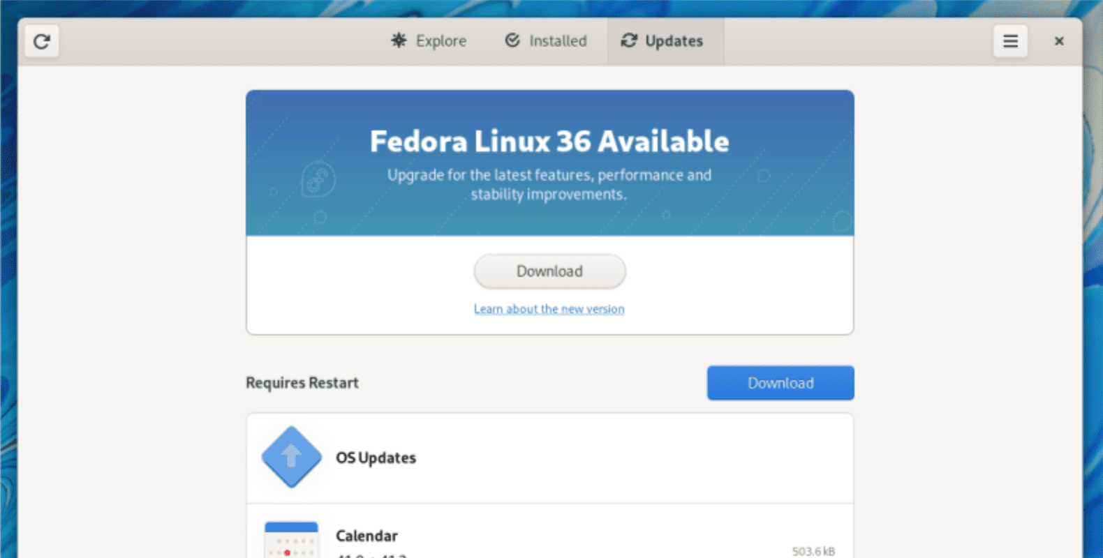 upgrade to fedora 36 gui