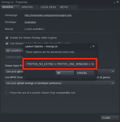 among us launch options