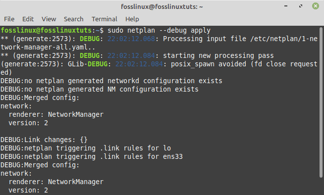 apply netplan configuration changes