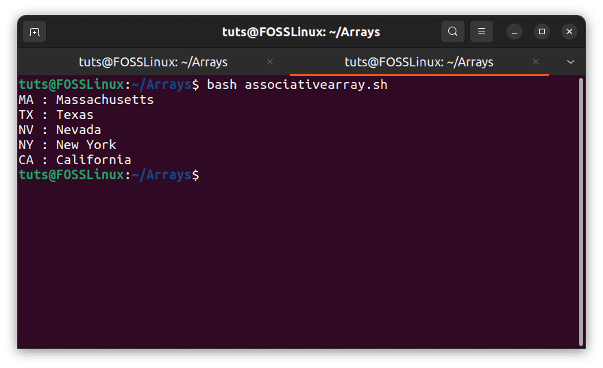 Inserting an element in an associative array