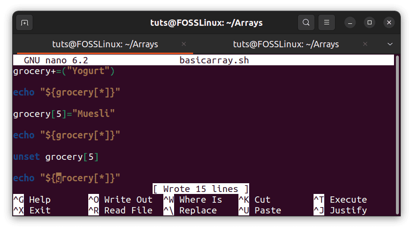 Deleting indexed array element