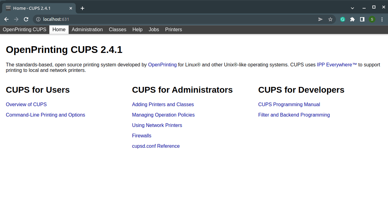 cups web interface