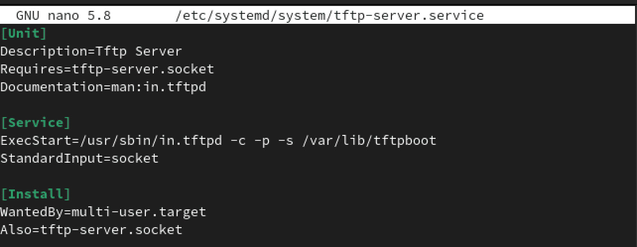 configure tftp service