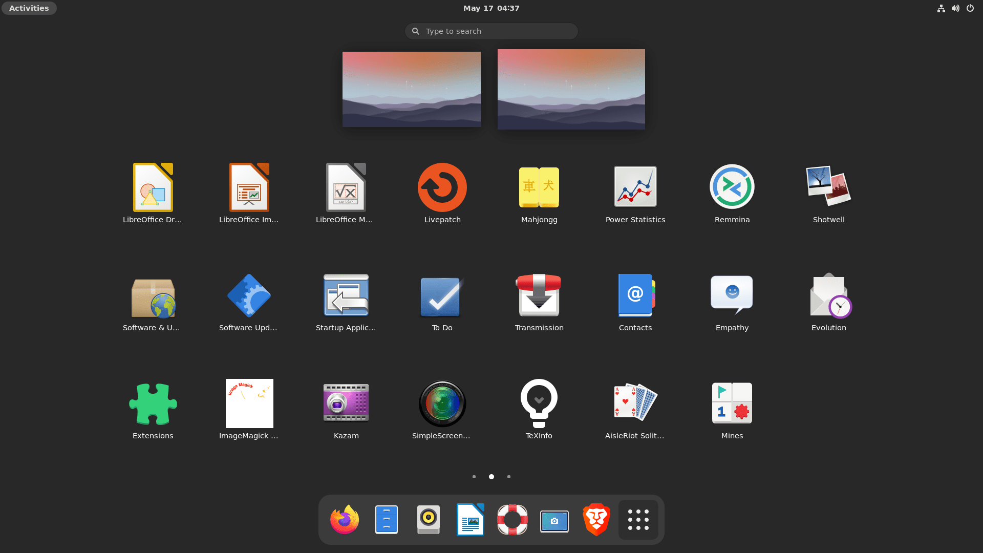 gnome desktop application drawer