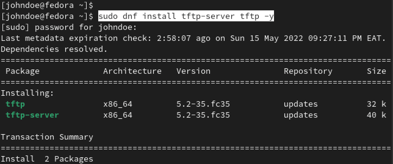 install tftp packages