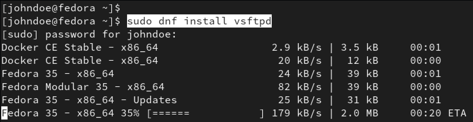install vsftpd server