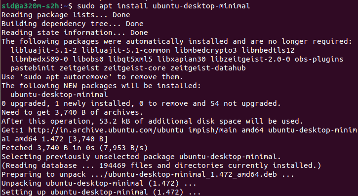 installing ubuntu desktop minimal