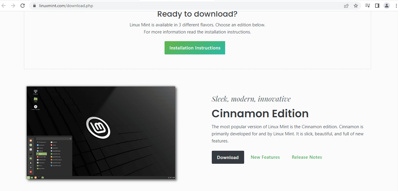 linux mint download page