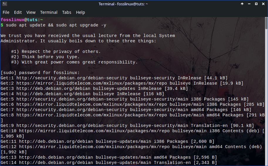 update mx linux