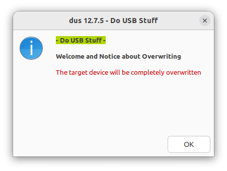 mkusb warning
