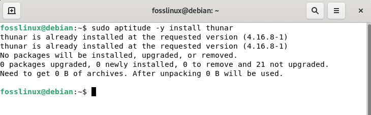 aptitude install thunar