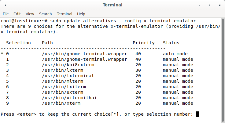 change default terminal