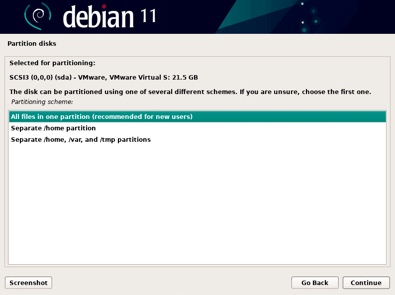 choose partitioning scheme