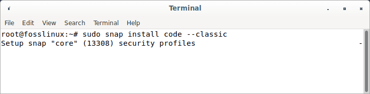 install vs code via snap